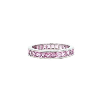 Witgouden alliance ring met roze saffier 18 krt, Sieraden, Tassen en Uiterlijk, Verzenden, Zo goed als nieuw, Goud