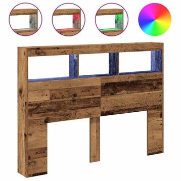 Bedkast met LED Oud Hout | 140x102cm | Laatste Stuk!, Ophalen of Verzenden, Zo goed als nieuw