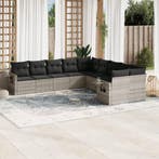 vidaXL 10-delige Loungeset met kussens poly rattan, Verzenden, Nieuw, Loungeset