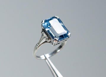 - Jugendstil - 830 zilver - blauwe spinel - Ring