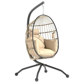 Hangende Outdoor Schommelstoel Met Opvouwbare Mandzitting En, Verzenden, Nieuw