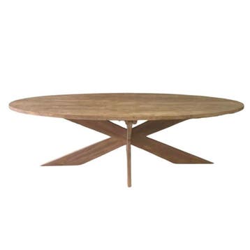 Ovale tafel met houten kruispoot -  200 cm x 100 cmOvale, Huis en Inrichting, Tafels | Eettafels, Ophalen of Verzenden, Nieuw