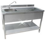 Rvs cheftafel met bodemschap 1800x700x900 mm (spoelbak links, Verzenden, Nieuw in verpakking