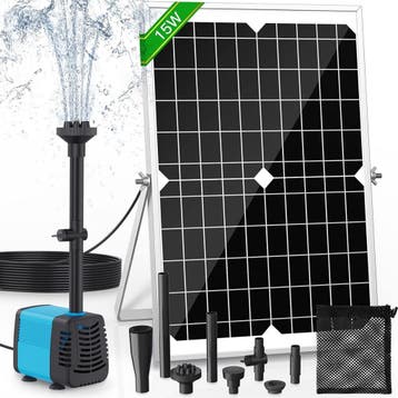 Vijverpomp Zonne-energie 15W | Retourdeal 34% Korting, Tuin en Terras, Ophalen of Verzenden, Zo goed als nieuw, Aluminium, Fontein