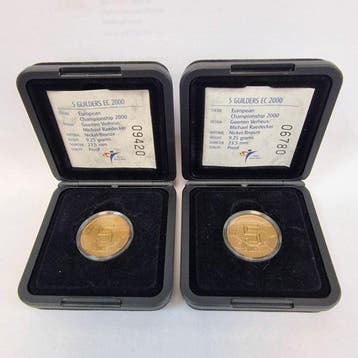 Nederland. Beatrix. 5 Gulden 2000 EK vijfjes met klein en, Postzegels en Munten