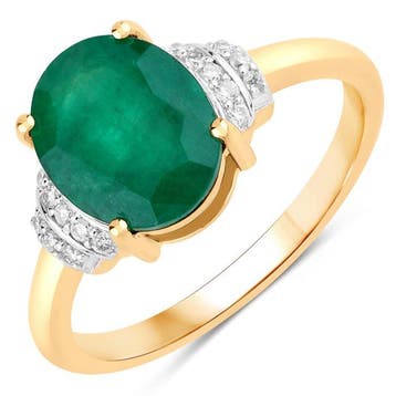Ring - 14 karaat Geel goud - 2.35ct. tw. Smaragd - Diamant -, Nieuw