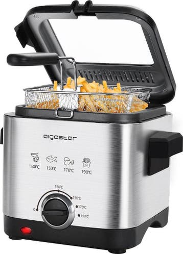 Frituurpan - Friteuse - Geurfilter - 1000W - RVS - 1.5L - Ai, Verzenden, Zo goed als nieuw
