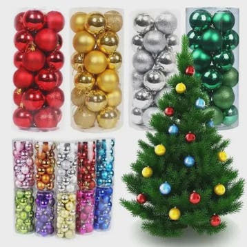 24x Kerstballen Set - 3/4/6cm - Multicolor & Glitter - Kerst, Diversen, Kerst, Verzenden, Nieuw