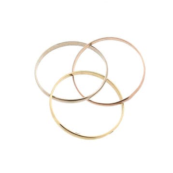 Tricolor gouden ring; 14 karaat; ringmaat 16,5, Gebruikt, Ophalen of Verzenden, Kleiner dan 17, Dame