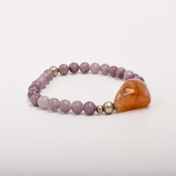 1 x Edelsteen kralenarmband paars/goud – elastisch, Ophalen of Verzenden, Nieuw, Kraal