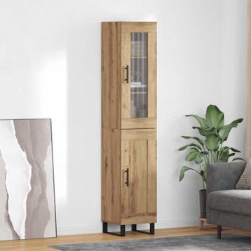vidaXL Highboard Artisan Eiken 34,5 x 34 x 180 cm Bewerkt, Minder dan 50 cm, Verzenden, Nieuw, Minder dan 100 cm