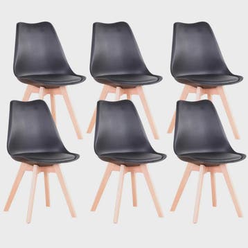 Set van 4 of 6 Nordic Eetkamerstoelen met PU Zitting en Beuk, Verzenden, Nieuw
