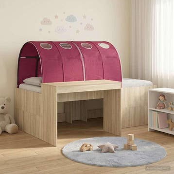 vidaXL Bed met Tunnel 3 st Artisian Eik en Rood Bewerkt hout, Verzenden, Nieuw, Bruin, Hout