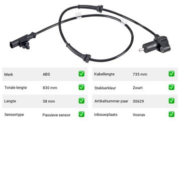 ABS-sensor Vooras Smart Roadster 0.7 (2003-2005), Auto-onderdelen, Verzenden, Nieuw, Smart