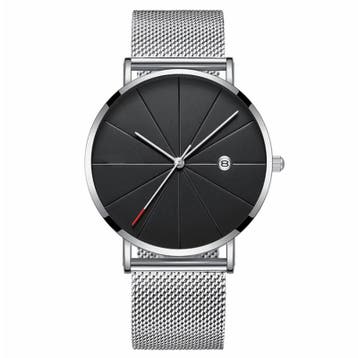 Fako - Horloge - Mesh - Chicago - Ø40mm - Zilver/Zwart, Verzenden, Nieuw