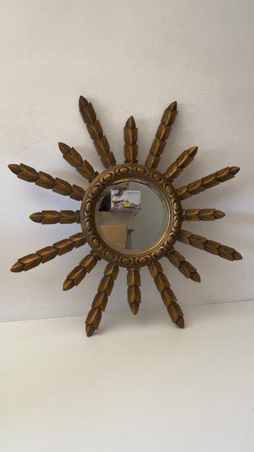 Wandspiegel - Elm, Opaline glas - Oude zonnespiegel