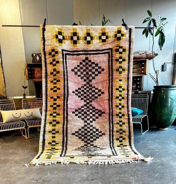 Kleurrijk Marokkaans Boujad-tapijt 160x270 cm – Roze en, Nieuw
