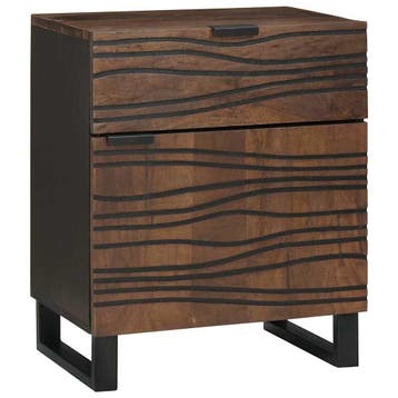 vidaXL Nachtkastje Walnotenhout 50 x 33 x 60 cm Bewerkt hout, Minder dan 45 cm, Verzenden, Nieuw, 55 tot 70 cm