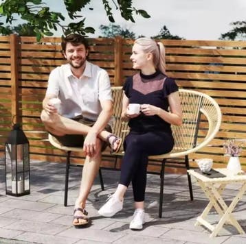 Zwarte 2-Zits Stalen Tuinbank voor Terras en Balkon, Tuin en Terras, Tuinbanken, Verzenden, Nieuw