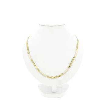 Bicolor gouden panterschakel collier (Ketting), Ophalen of Verzenden, Gebruikt, Goud, Goud