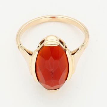 Ring - 14 karaat Geel goud - Carneool, Nieuw