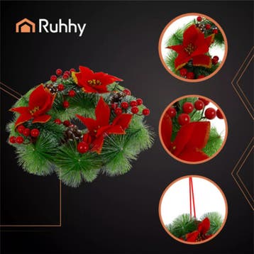 Ruhhy Kerstkrans met realistische groene decoratie voor d..., Ophalen of Verzenden, Nieuw