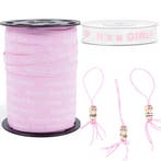 22-delige set Hoera een meisje met lint en gelukspoppetjes, Hobby en Vrije tijd, Stoffen en Lappen, Verzenden, Roze, Polyester