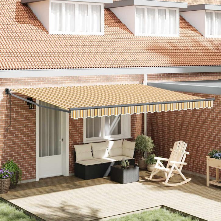 vidaXL Uitschuifbare luifel Meerkleurig 450 × 300 cm, Tuin en Terras, Zonneschermen, Nieuw, Verzenden