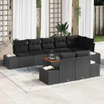 vidaXL Tuin Sofa Set met opslag 9 pcs Zwart, Tuin en Terras, Tuinsets en Loungesets, Verzenden, Nieuw, Rotan, Meer dan 8 zitplaatsen