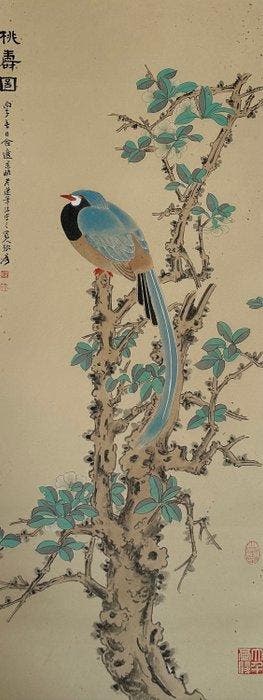 inkt en kleur op papier. hangende rol - China - 20e eeuw