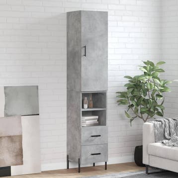 vidaXL buffetkast 34,5x34x180 cm bewerkt hout betongrijs, Huis en Inrichting, Kasten | Buffetkasten, Minder dan 50 cm, Verzenden
