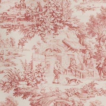AA003 - Raffinato Toile de Jouy Bordeaux - Meubelstof - 300, Antiek en Kunst
