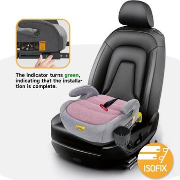 Zitverhoger isofix - Stoelverhoger auto - 6-12 jaar - Roze -, Verzenden, Zo goed als nieuw