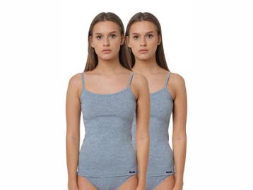 2 stuks Dames onderhemd - spaghettibandjes - Slimfit - Grijs, Verzenden