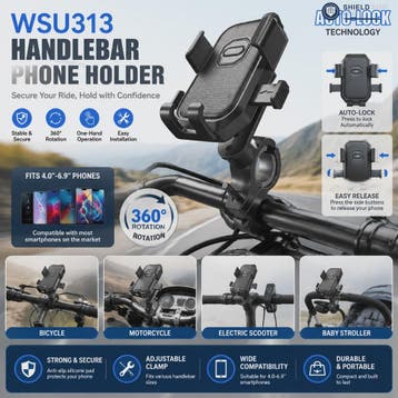 Universele Motor Telefoonhouder met Automatisch Sluitingssys, Verzenden, Nieuw