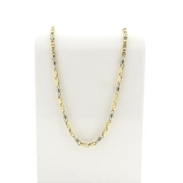 Bicolor massief gouden Monte Carlo schakelketting; Heren, Ophalen of Verzenden, Gebruikt, Overige kleuren, Goud
