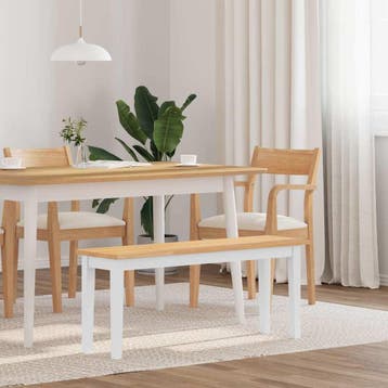 vidaXL Bank 110 cm massief hout wit rubber, Verzenden, Nieuw