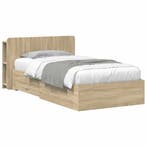 vidaXL Bedframe met opslag Sonoma Eiken 100 x 200 cm Bewerkt, Verzenden, Nieuw, Bruin, Hout