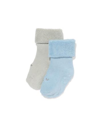 HEMA Babysokken badstof beren - 2 paar middenblauw, Verzenden, Nieuw