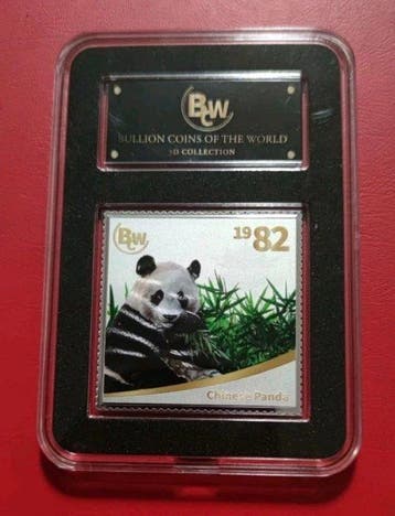 Wereld. 1982, Silberbriefmarke (999) Panda (Zonder