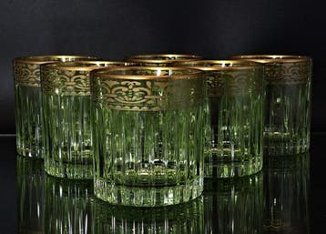 Artemisia - Drinkset (6) - Kristal, gouden zecchino - Whisky, Antiek en Kunst