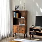 Retro Boekenkast met Deuren en 2 Open Planken, Huis en Inrichting, Kasten | Boekenkasten, Verzenden, Nieuw