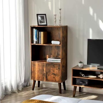 Retro Boekenkast met Deuren en 2 Open Planken, Huis en Inrichting, Kasten | Boekenkasten, Verzenden, Nieuw