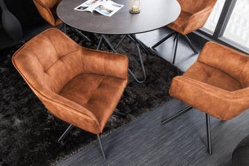 Design stoel LOFT koperbruin fluweel draaibaar zwart metalen, Huis en Inrichting, Stoelen, Ophalen of Verzenden, Nieuw