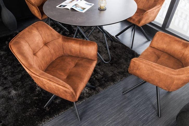 Design stoel LOFT koperbruin fluweel draaibaar zwart metalen, Huis en Inrichting, Stoelen, Ophalen of Verzenden