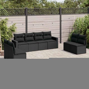 vidaXL 8-delige Loungeset met kussens poly rattan zwart, Verzenden, Nieuw, Loungeset