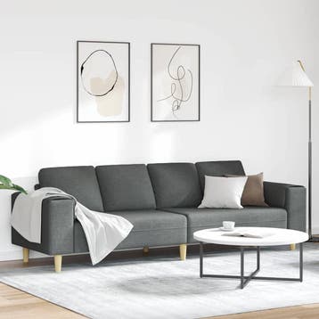 vidaXL Woonkamer Bank Donkergrijs 250 x 77 x 76 cm Polyester, Verzenden, Nieuw, Kunststof, Minder dan 150 cm