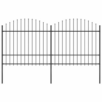 vidaXL Tuinhek met speerpunt staal 359x175 cm zwart, Verzenden, Nieuw, IJzer, Minder dan 1 meter