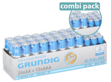 36 Grundig Batterijen - 12x AAA + 24x AA, Audio, Tv en Foto, Accu's en Batterijen, Verzenden, Nieuw