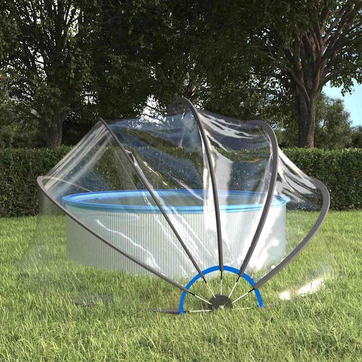 vidaXL Zwembadoverkapping rond 406x203 cm PVC, Tuin en Terras, Zwembad-toebehoren, Nieuw, Verzenden